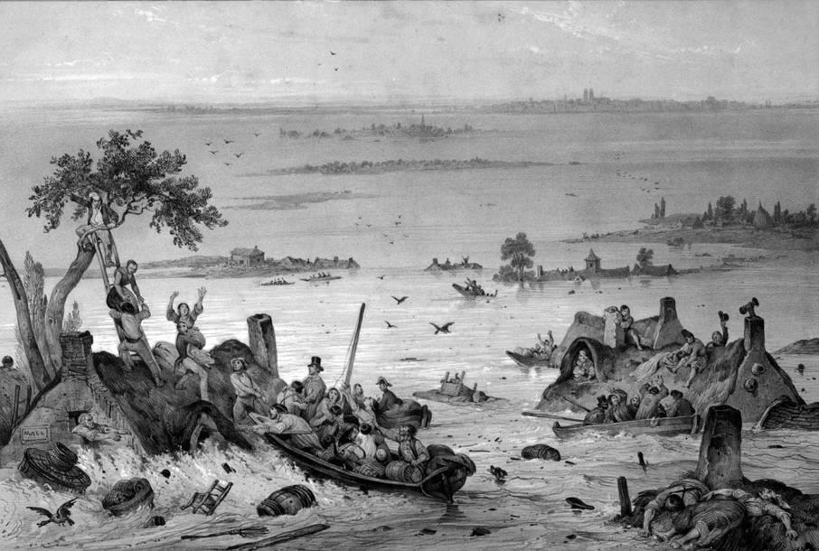 Scène de sauvetage en val d'Orléans - crue 1846 (© Musée de la Marine de Loire)